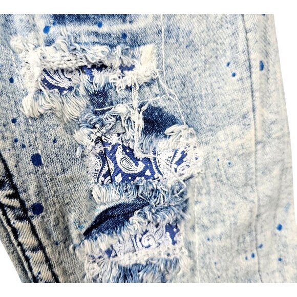 Truth Substance Toddler 4T Distress Jeans Slim Fit Adjust Waist Paisley Patches - Picture 3 of 8